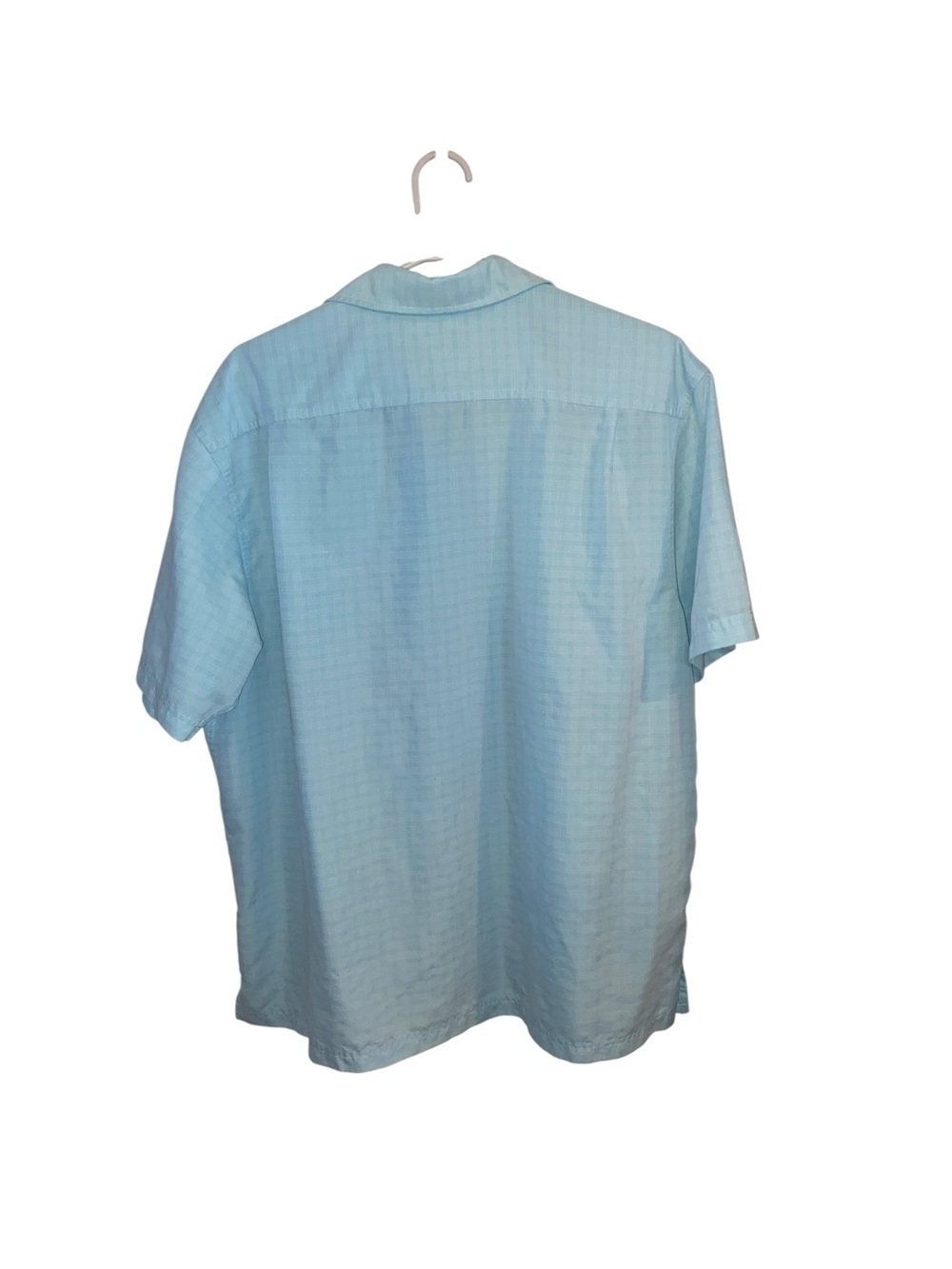 IZOD Ice blue short-sleeve button-down shirt casual camp collar Coastal Vacation - Picture 9 of 9